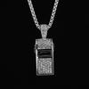 Vintage Styles Titaniums Steel Whistle Necklace Glitter Crystals Rhinestones Pendant Loud Crisp Sound Training Jewelry