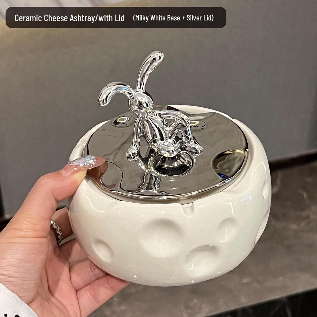 High-End Ceramic Ashtray with Lid: Stylish, Anti-Fly Design for Home & Commercial Use