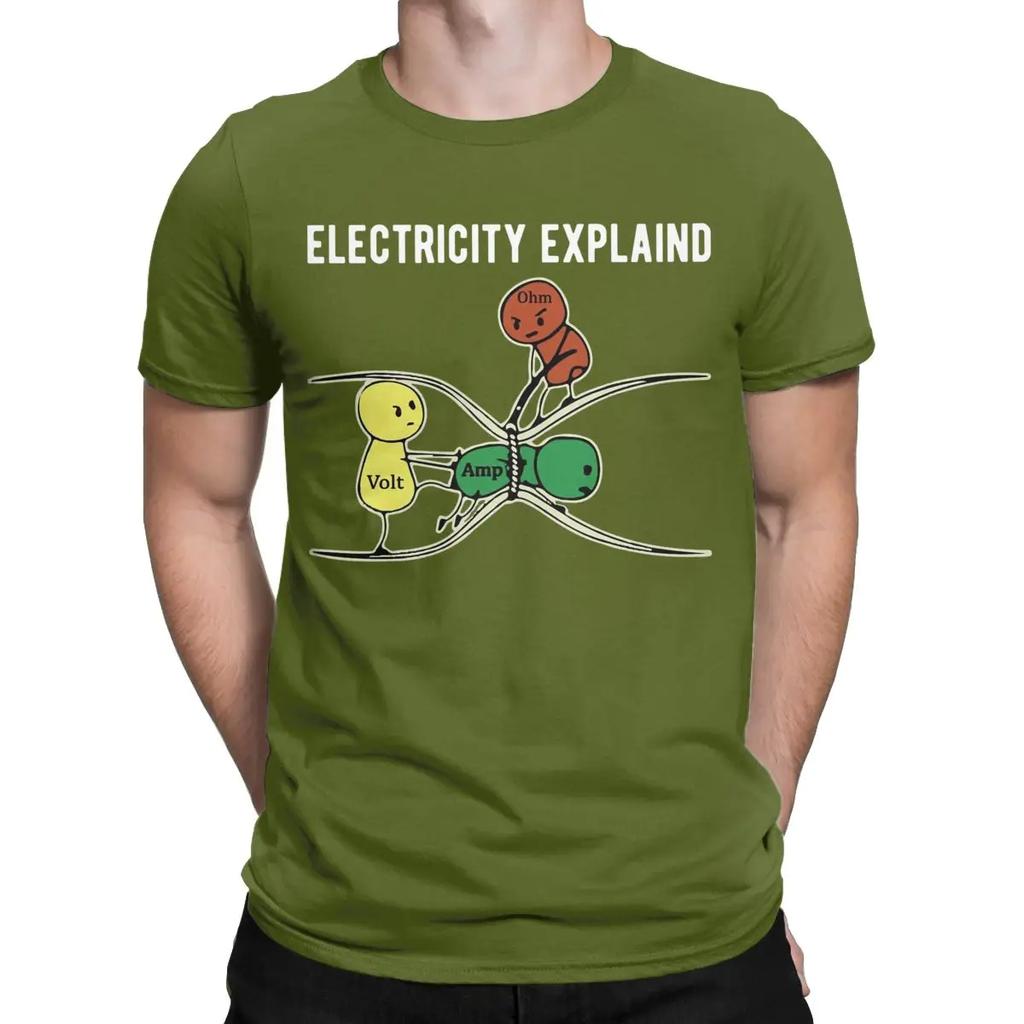 Elettricità Spiegata Ohm Volt Amp Magliette Uomo Cotone Vintage T-Shirt Fisica Nerd Tee Shirt Manica Corta Abbigliamento Idea Regalo