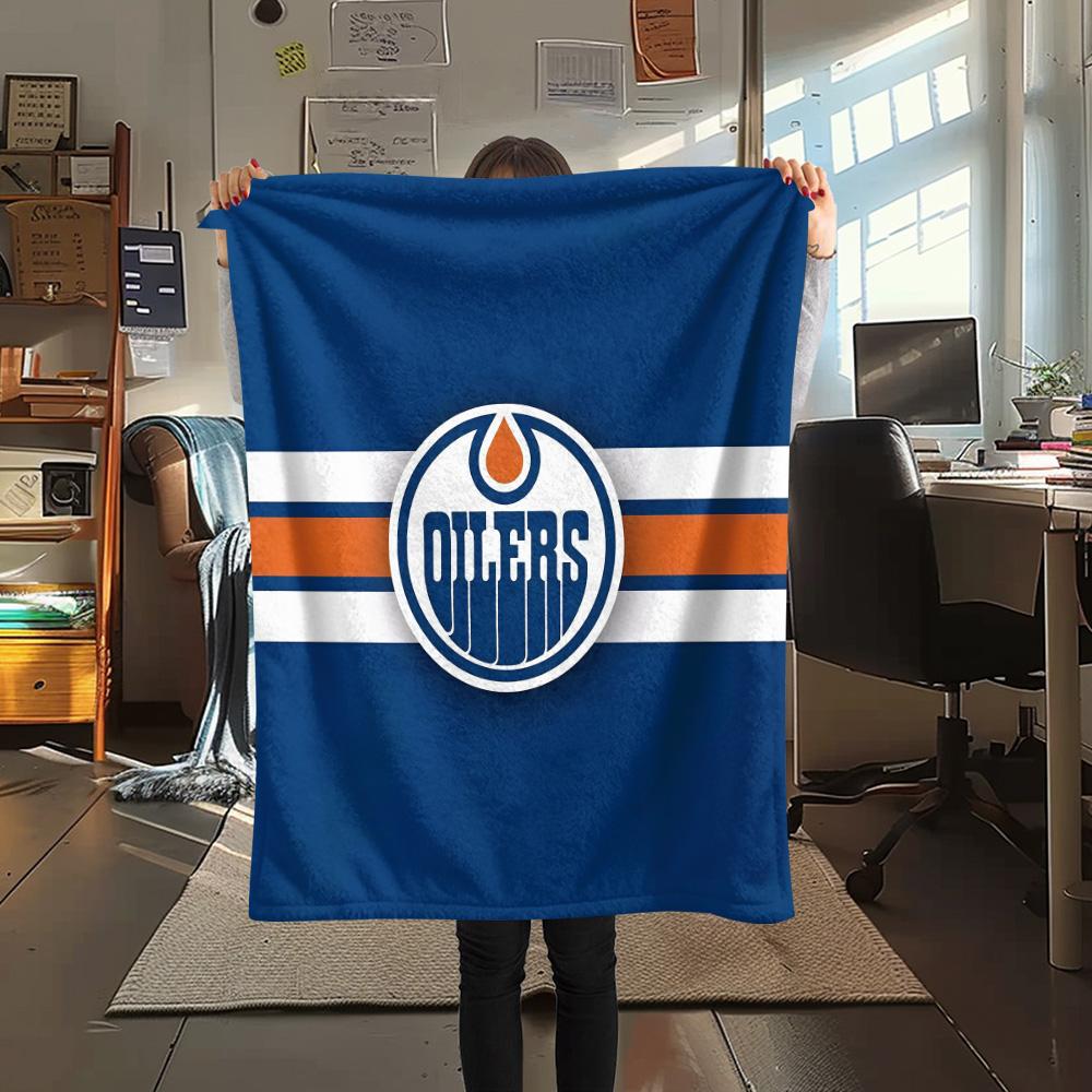 Edmonton Oilers Flannel Blanket, High quality Comfortable for All Seasons, Home Decor, Warmth and Comfort