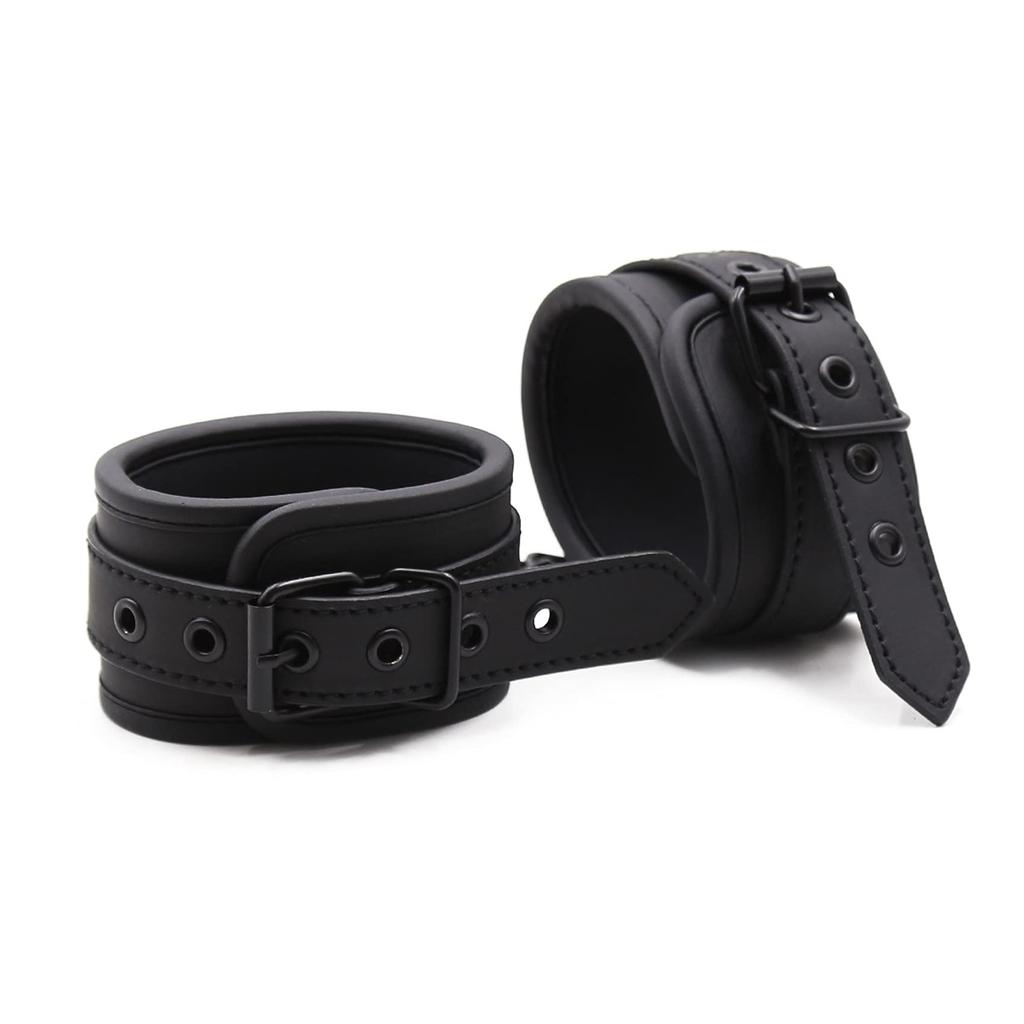 Emoi Handcuffs and Leg Cuffs Leg Adult Role SM PU Enamel Bundled SM Adult Adjustable Pin Unisex Set, Restraints, Durable, Painless, Sponge-Made Cuffs,