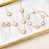 Double-Sided Lucky Clover Titanium Steel Necklace Earring Set Women Minimalist Fashion Daily Wear