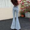 3D Bowknot Denim Pants - Women's High Waist European Style Slim Bell Bottoms for Summer