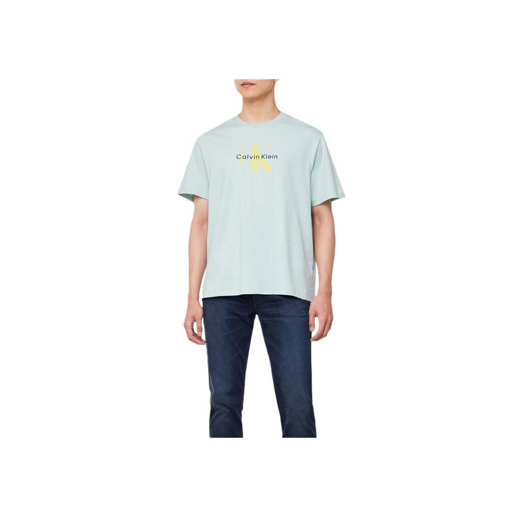 Calvin Klein Ss25 Letter Print Pattern Round Neck Short Sleeve T-Shirt Men T-Shirts Light-Blue 4RB862GPCT