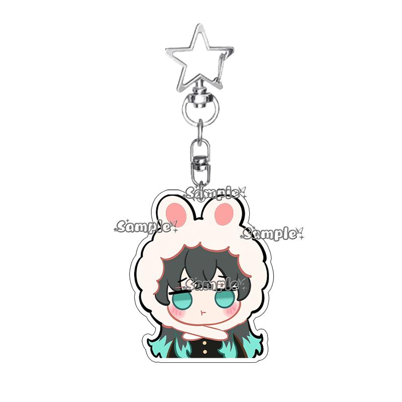 Q Version Anime Acrylic Agatsuma Zenitsu Tsuyuri Kanawo Kochou Tanjiro Nezuko Cartoon Kawaii Keychain Pendant Decor Fans Gifts