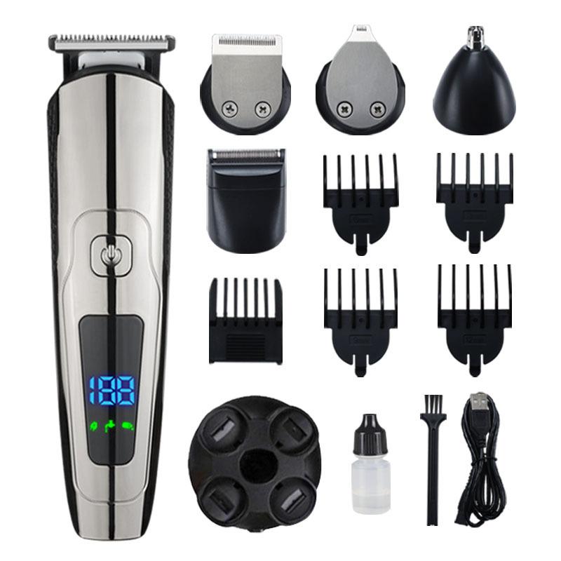 

Профессиональная машинка для стрижки волос, триммер для бороды для мужчин, регулируемая скорость, светодиодная цифровая машинка для стрижки волос, электрическая бритва чёрный