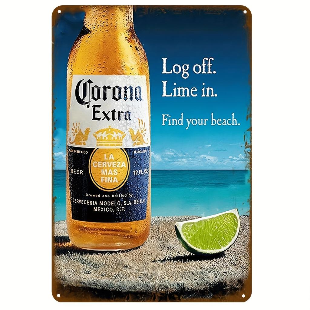 Corona Beer Vintage Metal Aluminum Sign Plaque Metal Weather Resistant Wall Art for Home Bar Cafe Garden Farmhouse Decor
