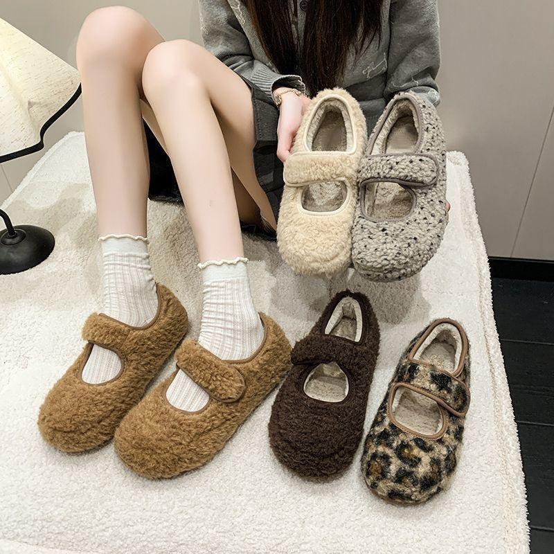 Fairy Wind Comfortable Versatile Cotton Shoes Female 2025 Autumn and Winter New Velcro Warm Flat Bottom Velvet Cotton Shoes Female