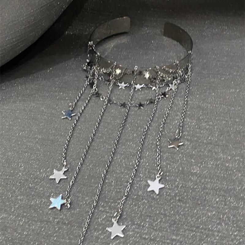 Upper Arm Bracelet Metal Tassel Star Heart Chain Armband Cuff Simple Arm Bangle Armlet Adjustable For Women Girl