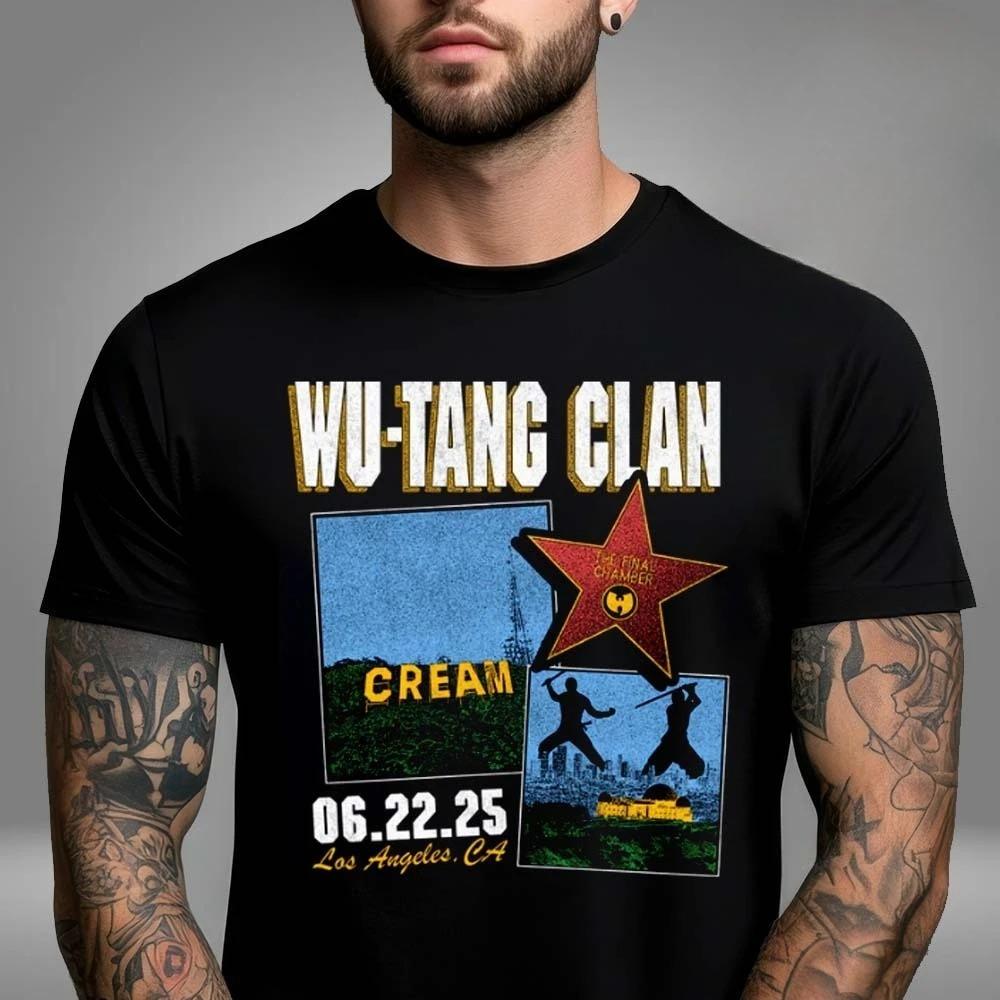 Wu Tang Clan Globale Tour Mercah Grafikdruck T-Shirt High-End Luxus Herren Damen Oberteil Y2k Mode Übergroß Locker Lässig Baumwolle T-Shirt