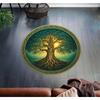 Round Tree of Life Rug Golden Moon Celtic Root Rug Mystical Nature-Inspired Circular Rug for Boho Wicca or Earthy Home Decor