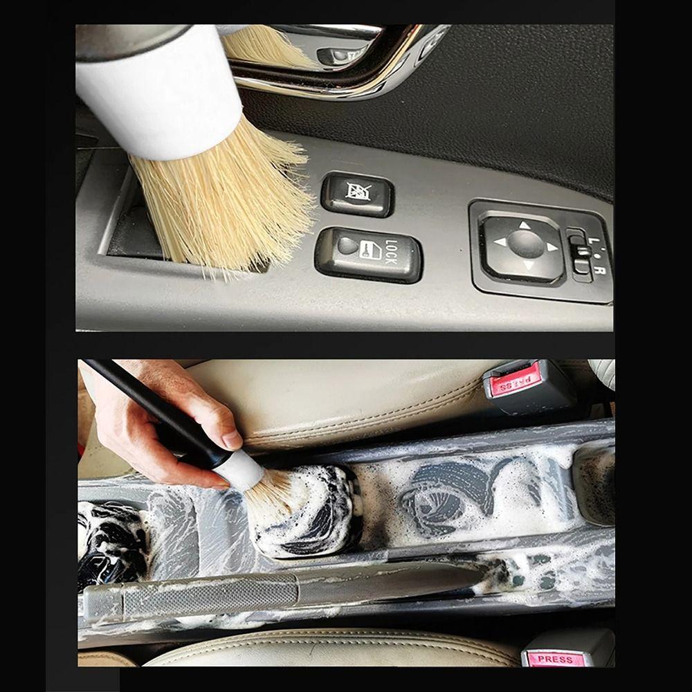3Pcs/Set Boar Hair Car Cleaning Brush Plastic Handle Bristle Brushes  Auto Detail Tools