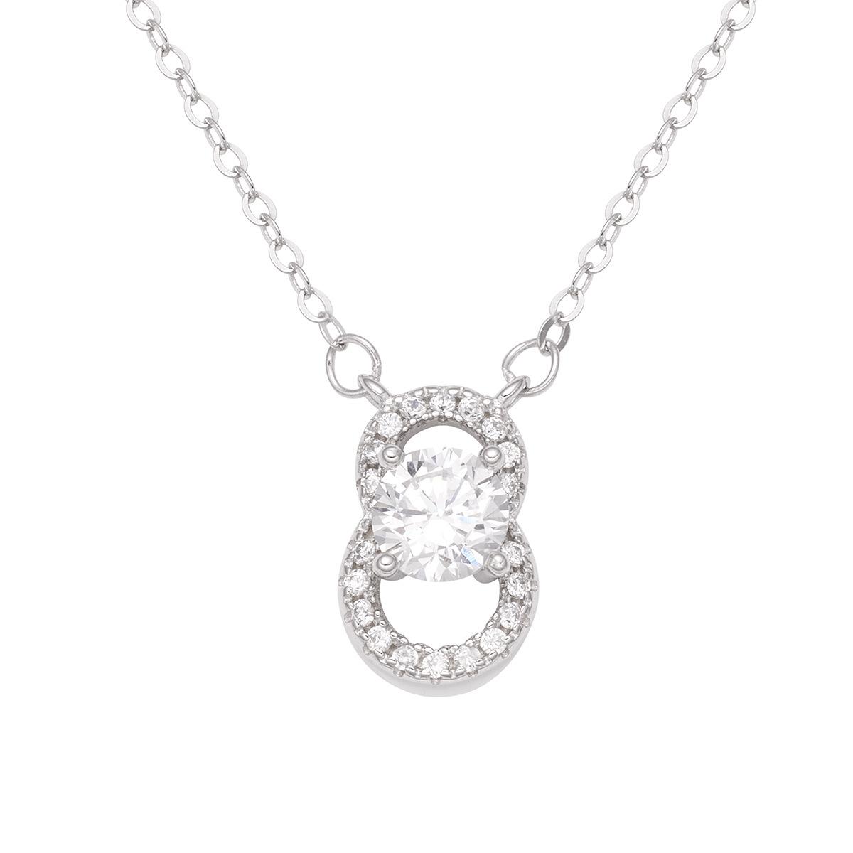 

Серебряное ожерелье S925 пробы с концентрическим узлом для женщин, серия концентрических узлов из цельного циркония, модный легкий роскошный кулон с подвеской в виде восьмерки, цилиндр замка 925 silver