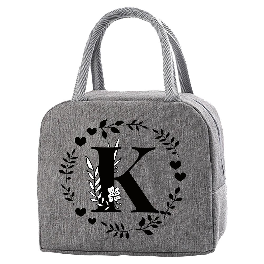 Travel Portable Food Thermal Insulated Children Picnic Waterproof Oxford Zipper Breakfast Thermal Bag Garland Letter Pattern Bag