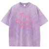 Fashion Womans Cotton Washed T-shirts The Devil's Moon Letter Prints Tops Casual O-Neck Oversize Tees Street Female Clothes