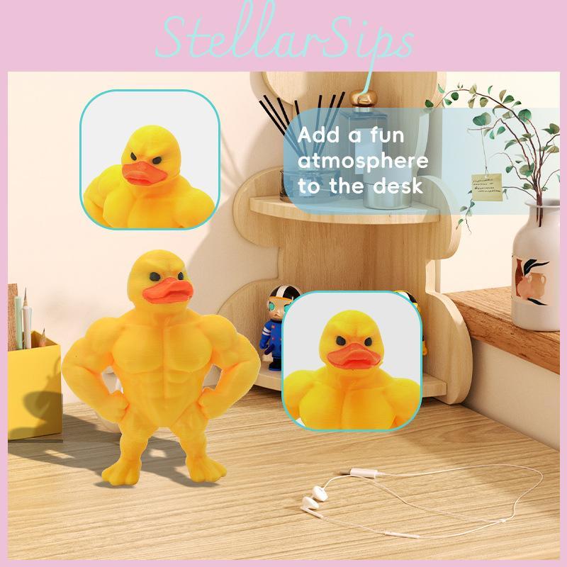 Muscle Small Yellow Duck Novelty Desk Accessory Gift For Living Room And Workspace