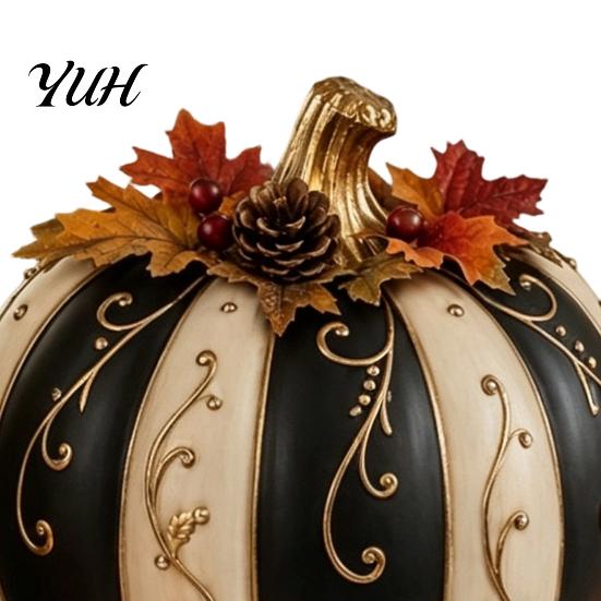 Atmosphärische Herbsternte-Requisiten Herbst-Kürbis-Deko, Harzfigurine, Vintage Rustikale Tischdekorationen Mittelstück für Halloween Thanksgiving, Innenbereich