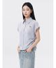 Poebeo21 Color Button Ribbon Embroidery String Short Sleeve Blouse (Ftdbbl014)