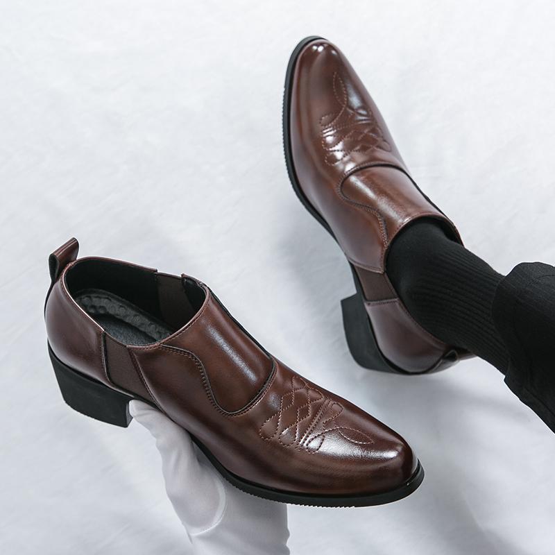 Fashion New Fashion Men's Pointed Black Brown Height Increasing Formal Shoes Male Wedding Prom Homecoming Flats Sapato Social Masculino