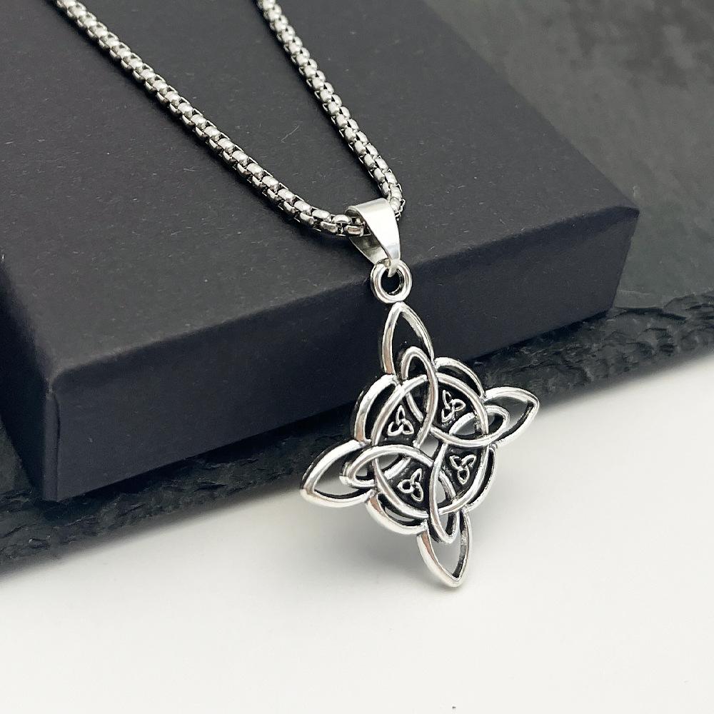 Vintage Viking Celtic Knot Pendant Bold Mens Necklace Jewelry 50cm