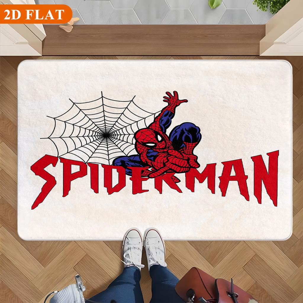 Bath Mat 1pc, Spider for Man Logo_2, MARVEL Flannel Rectangular Mat, Bathroom Non-slip Entrance Mat, Fun Door Decoration Mat,