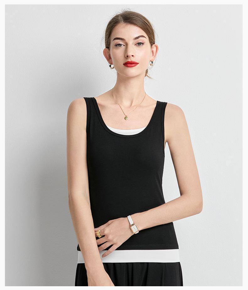 Women's Square Neck Latex Camisole with Built-in Padded Vest - Covers Underarm Fat