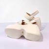 Krazing Pot Sheepskin Peep Toe Thick High Heels Platform Summer Shoes Hook Loop Casual Women Sandals