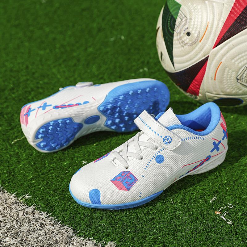 Children's football shoes Velcro boys and girls elementary school students artificial turf non-slip training shoes