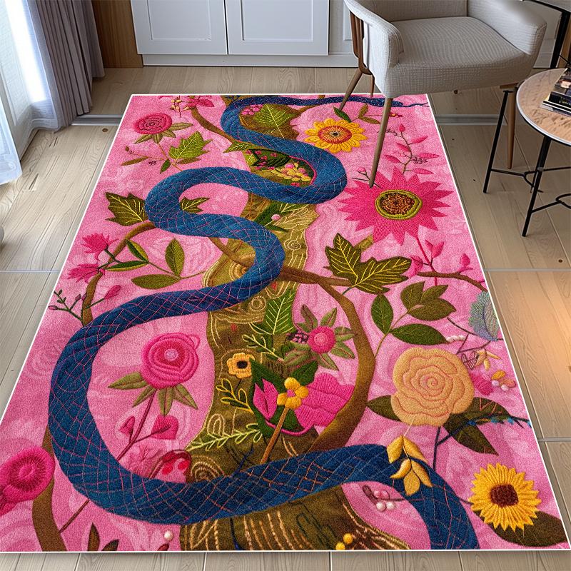 

American Style Snake Pattern Carpet Living Room Plant Decoration Bedroom Large Area Rugs Cloakroom Bathroom Non-slip Floor Mat 80x120cm