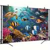 2D Aquarium Style Tapestry, Underwater World with Sea Turtle, Shark and Coral Reef Wall Art