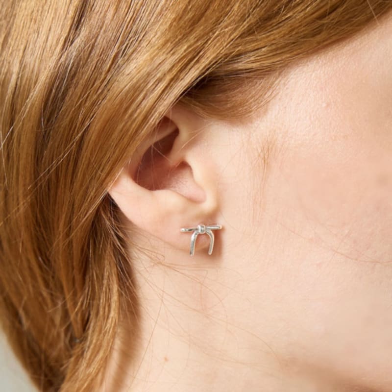 LILYKORI 925 Silver Flat Ribbon Earrings