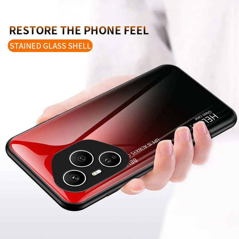 

For Honor 400 Pro 5G (Global) Case Anti-Scratch Tempered Glass+PC+TPU Phone Cover Gradient Yellow
