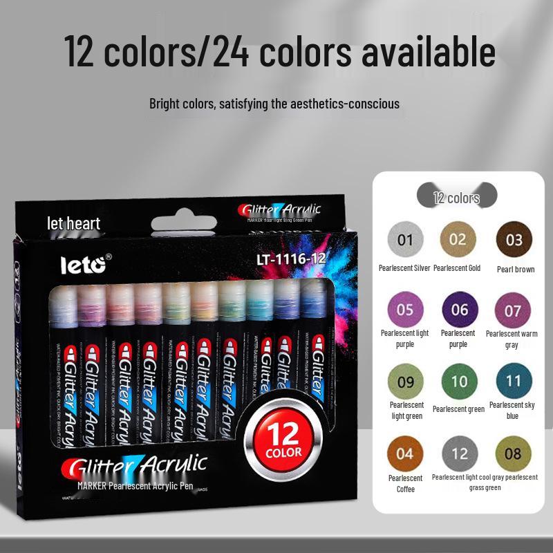 Glitter Acrylic Marker Pen for DIY Graffiti with Fluorescent Watercolor Effects