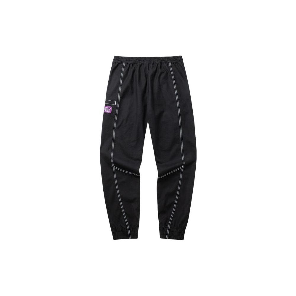 Anta Basketball Series Solid Color Mid Waist Cuffed Loose Knit Sports Pants Men Bottoms Basic-Black 152141508-2