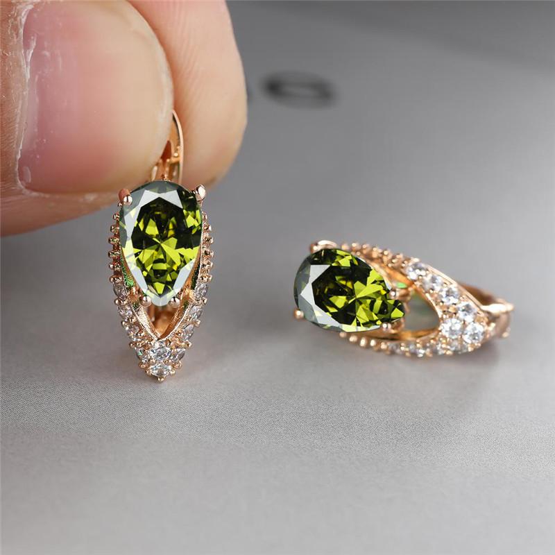 Boho Small Gold Blue Stone Clip Earrings Vintage Zircon Wedding Jewelry For Women