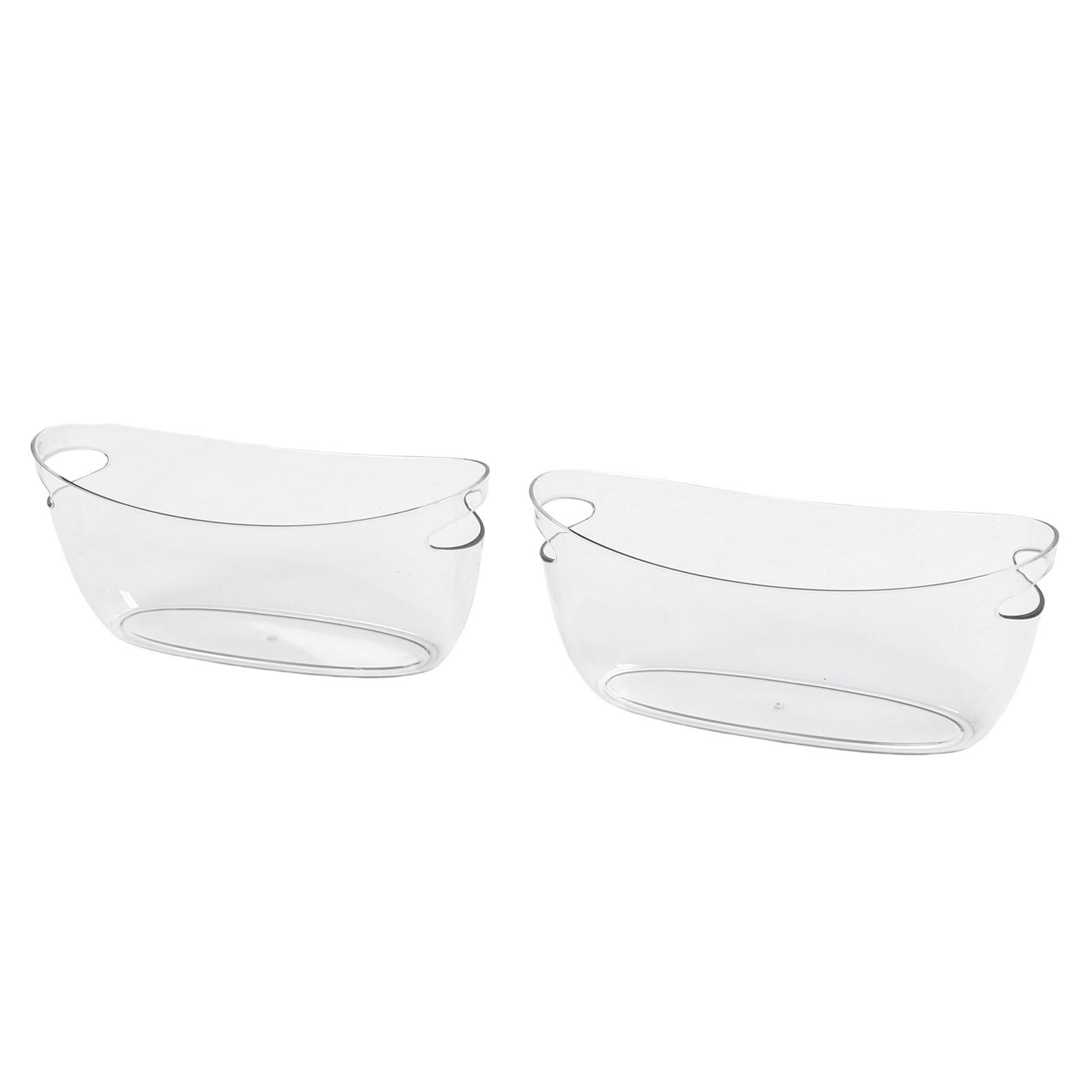 

2pcs Clear Ice Bucket for Parties 5L PET Wine Buckets Beverage Tubs with 2 Scoops for Champagne Beer Bottles L