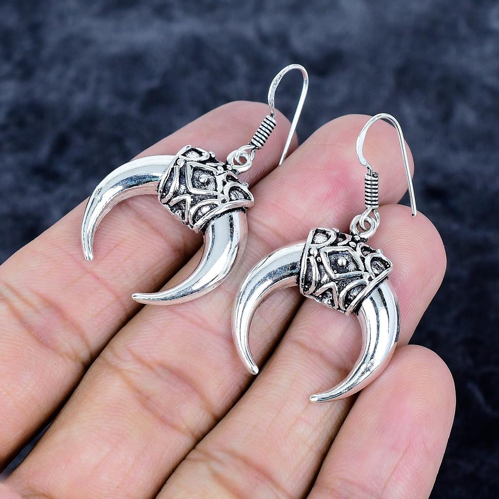 Moon Look Gemstone Handmade 925 Sterling Silver Jewelry Earring 1.58" MM-3469