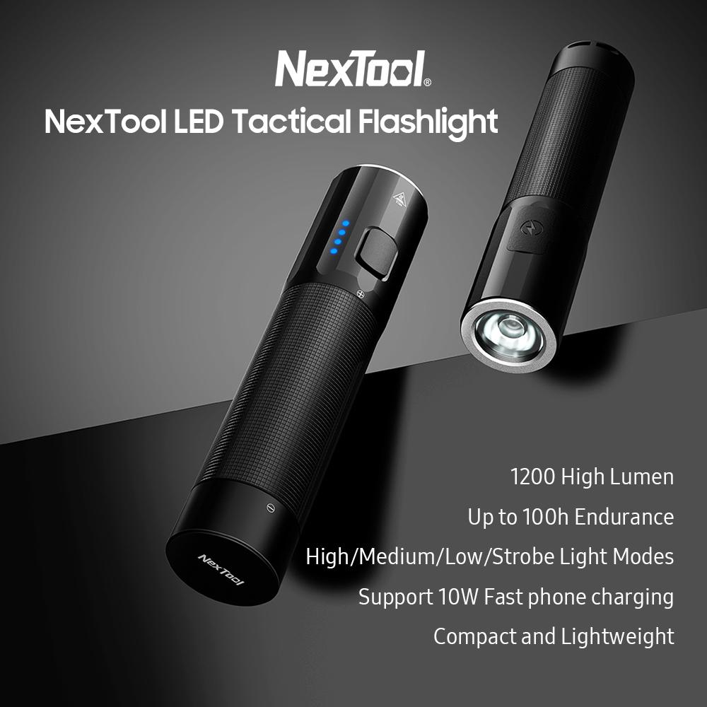 NexTool LED Tactical Flashlight 1200lm Waterproof 4500mAh EDC Flash Light with 4 Modes10W Fast