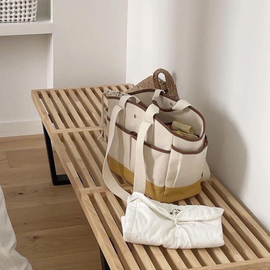 Korean Large Capacity Versatile Canvas Mommy Bag - Lightweight Crossbody Tote for Mother and Baby