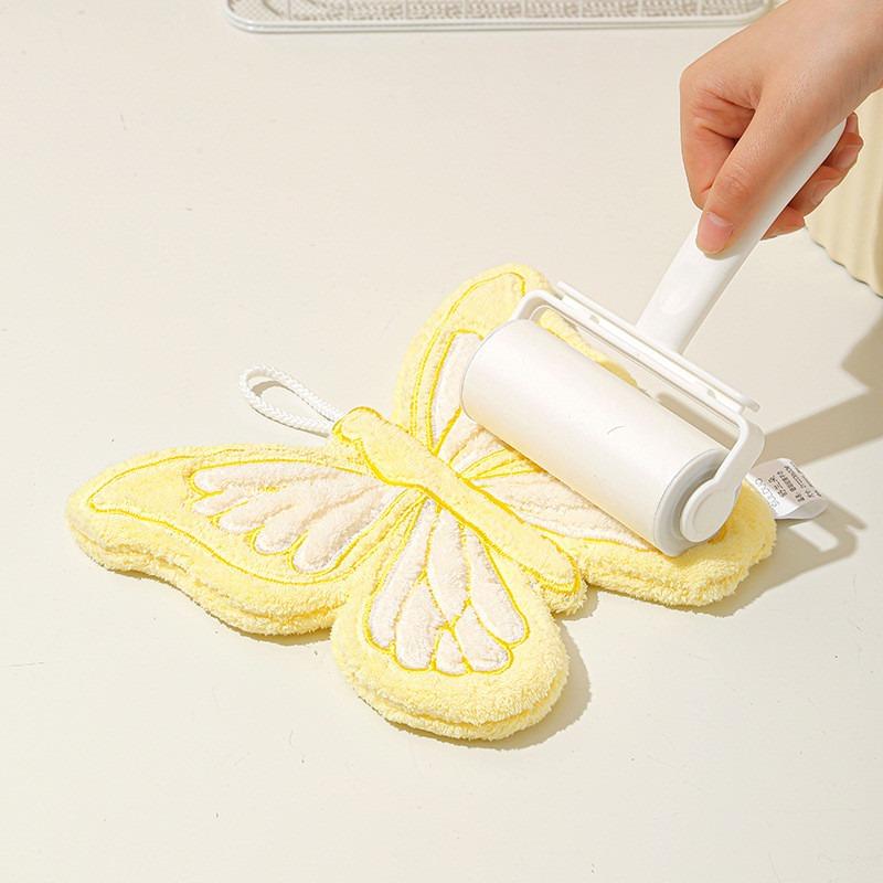 High Value Butterfly Hanging Hand Towel Coral Fleece Cartoon Styled Thick Soft Ultra Absorbent Ideal For Kitchen And Bathroom
