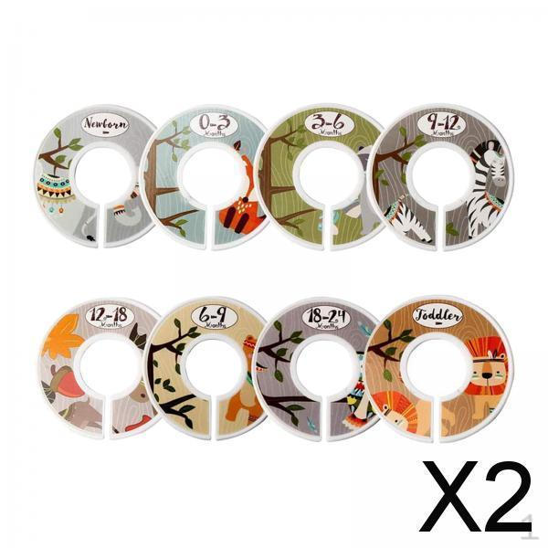 

2x Toddler Closet Organization Set - 8pcs Plastic Size Labels for Clothes