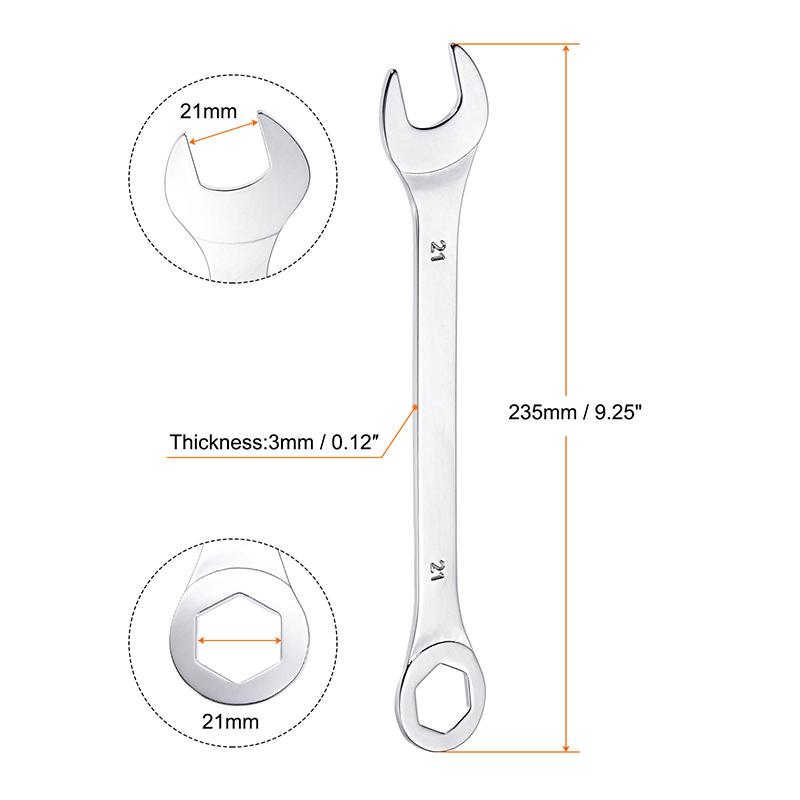 1pc 15-32mm Llave Combinada de Boca Abierta Acero al Carbono Anillo Abierto Llave Combinada Herramientas Manuales para el Hogar y Reparación de Coches Métricas