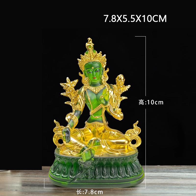 Coloured Glaze Mini Buddha Sculpture, Small Buddha Statue, Green Tara Bodhisattva, Amyokitesvara Incarnation Painted Buddha, 1Pc
