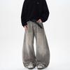 Summer Retro Washed Old Gray Scimitar Jeans Men's and Women's Trendy Brand American Street Loose Pants Cotton