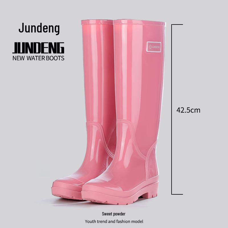 Женские 42 см Очень Высокие Нескользящие Утолщенные Водонепроницаемые Резиновые Сапоги для Путешествий, Уборки Столовой и Модной Носки