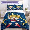 Set copripiumino 3 pezzi (1*Copripiumino + 2*Federe, Senza Nucleo), Set Biancheria da Letto Morbido Stagione Unica con Stampa Sailor Moon, Regalo Decorazione Camera da Letto