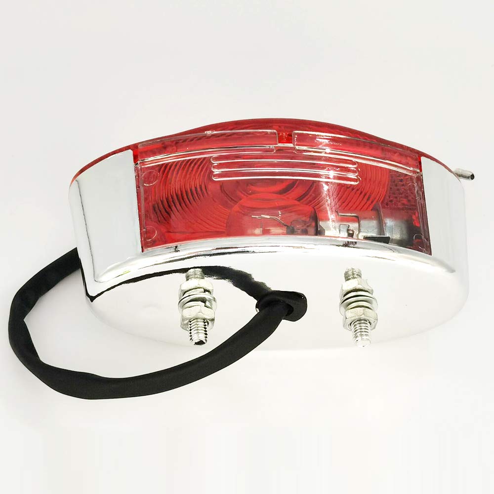 ZSADZS LED Black Cat Eye License Plate Light Tail Light Brake Light Harley David Cendana Glide Fat Bob (Silver)