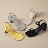 Square Head Thick Heel Sandals Women's Summer New Simple Skirt Cross Strap High Heels
