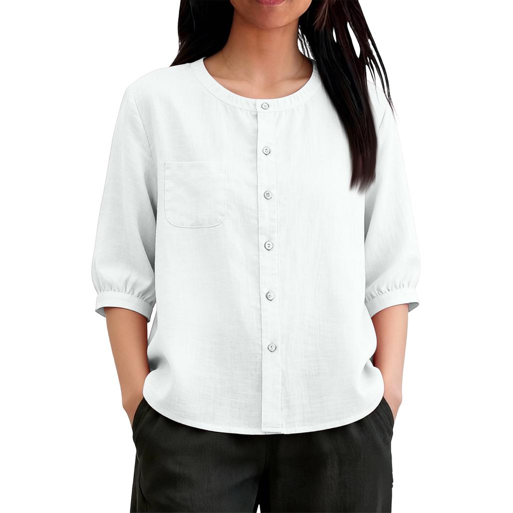 Fashionable Women's Cotton Linen Color Short Cardigan, Stylish, Elegant, Casual, Versatile, Slimming, Shirt.