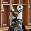 Golf Club Head Cover LeatherLike with Velvet Lining Embroidered for Golfers White